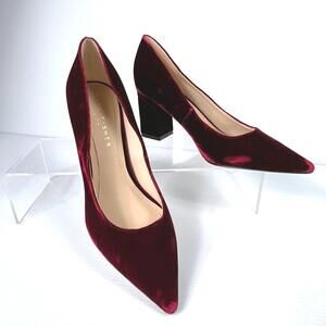 Marc Fisher LTD Size 6 M Burgundy Velvet 3" Block Heel Pumps Zala Women's